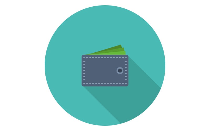 Wallet illustrated on background and colored Vector Graphic