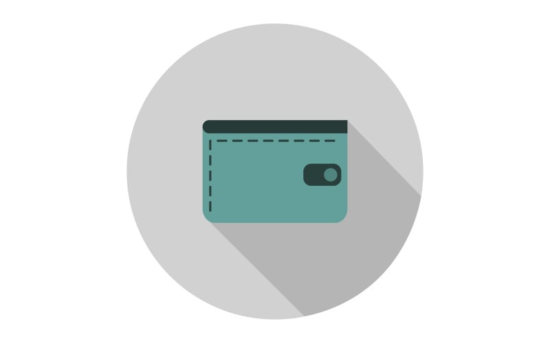 Wallet on background and colored in vector Vector Graphic