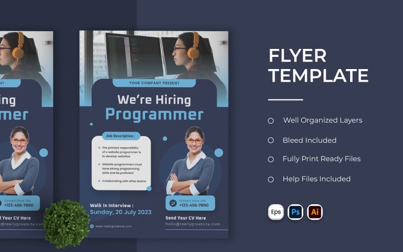 We Are Hiring Programmer Flyer Corporate Identity