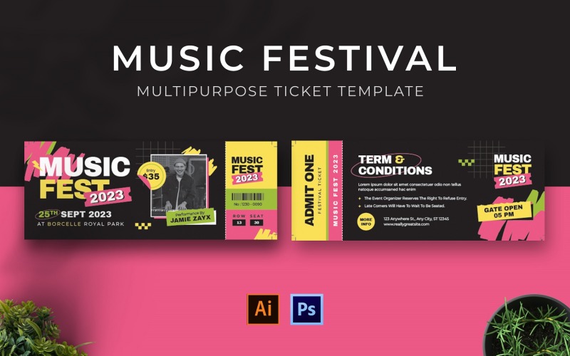 Black & Yellow Music Festival Ticket Corporate Identity