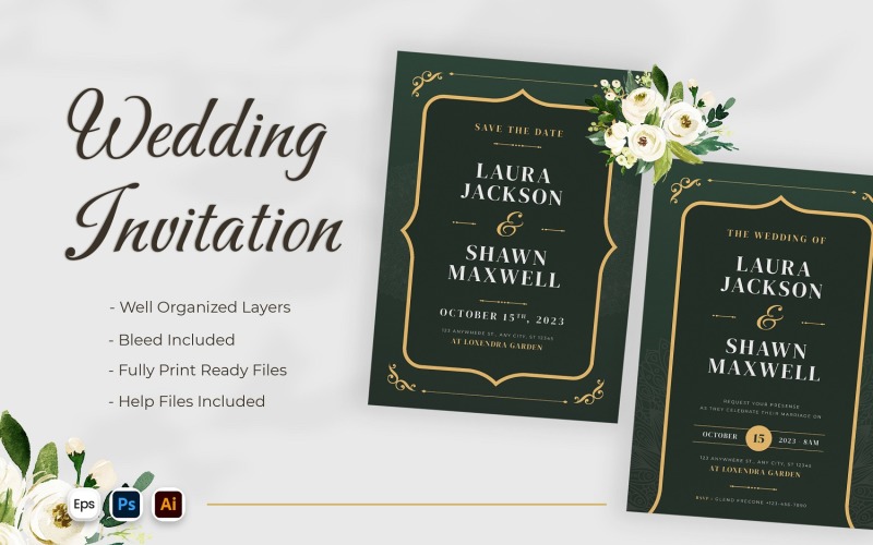 Classic Elegant Wedding Invitation Corporate Identity