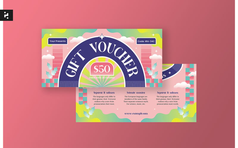 Creative Gift Voucher Psychedelic Theme Corporate Identity