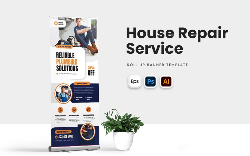 House Repair Service Roll Up Banner Corporate Identity