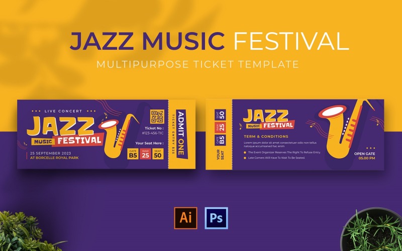 Jazz Music Festival Ticket Corporate Identity