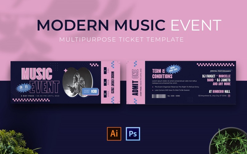 Modern Music Event Ticket Corporate Identity