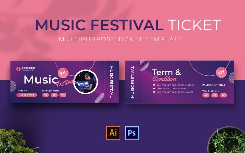 Purple Music Festival Ticket Corporate Identity