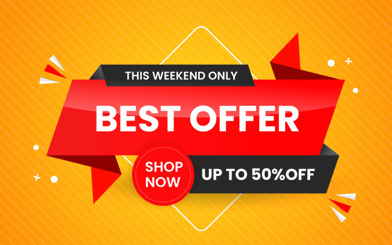 Sale banner promotion with the yellow background and super offer banner template Illustration