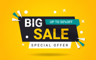 Sale banner set promotion with the yellow background and super offer banner template