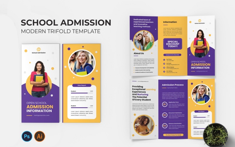 School Admission Trifold Brochure Corporate Identity