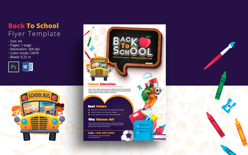 Back To School Party Invitation Flyer Corporate Identity