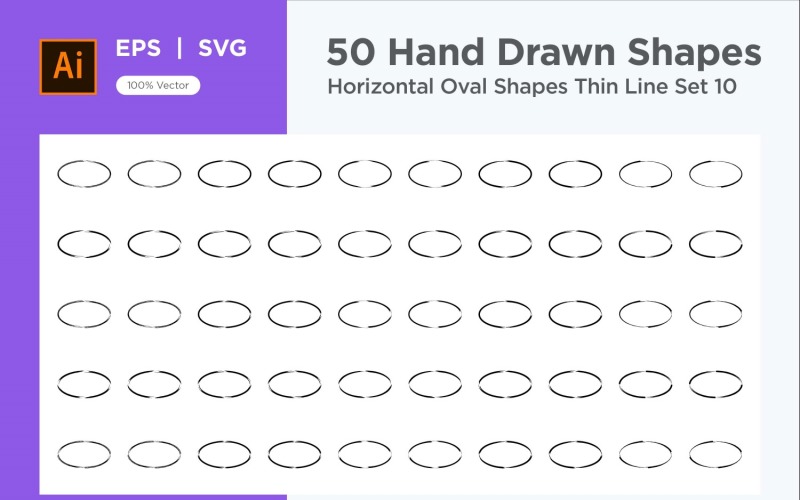 Horizontal Oval Shape Thin Line 50_Set V 10 Vector Graphic