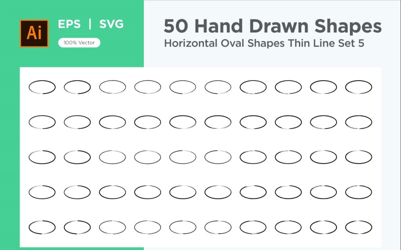 Horizontal Oval Shape Thin Line 50_Set V 5 Vector Graphic