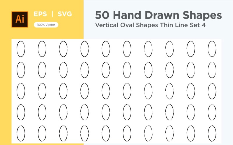 Vertical Oval Shape Thin Line 50_Set V 4 Vector Graphic