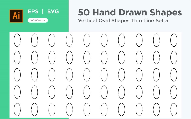 Vertical Oval Shape Thin Line 50_Set V 5 Vector Graphic