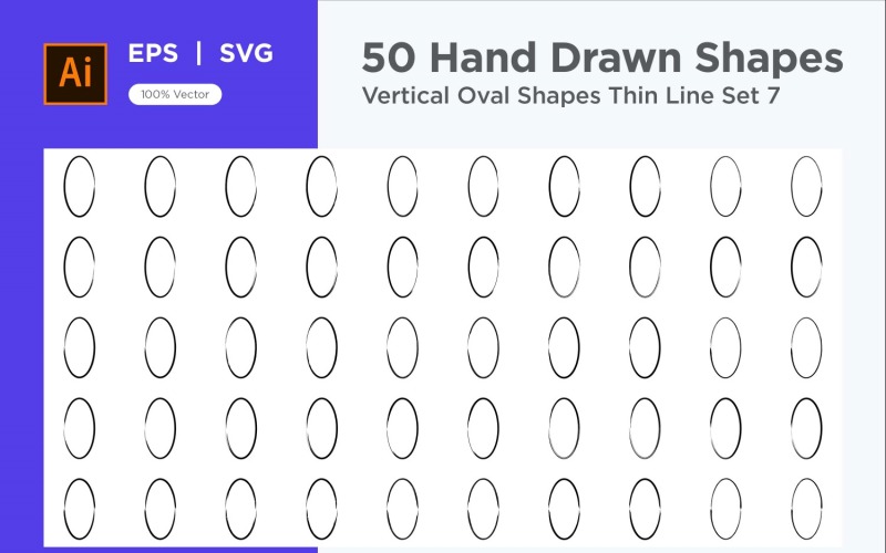 Vertical Oval Shape Thin Line 50_Set V 7 Vector Graphic