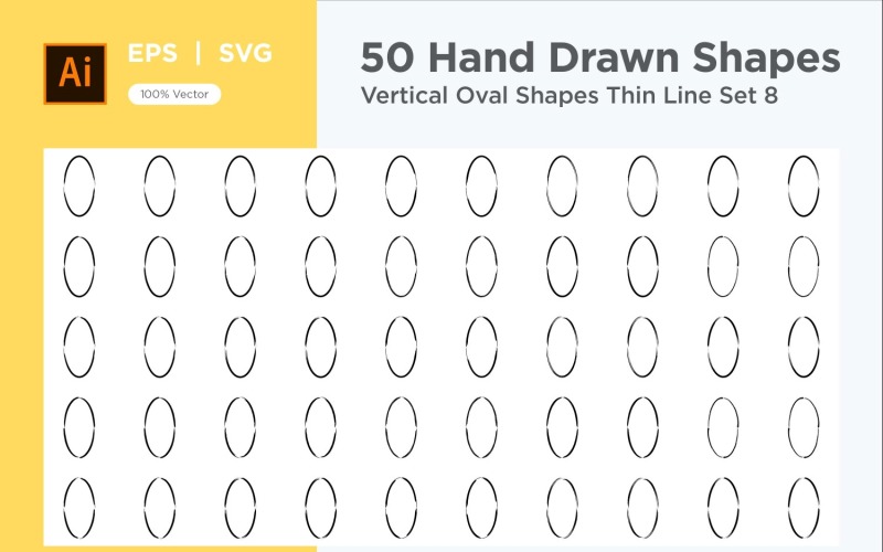 Vertical Oval Shape Thin Line 50_Set V 8 Vector Graphic