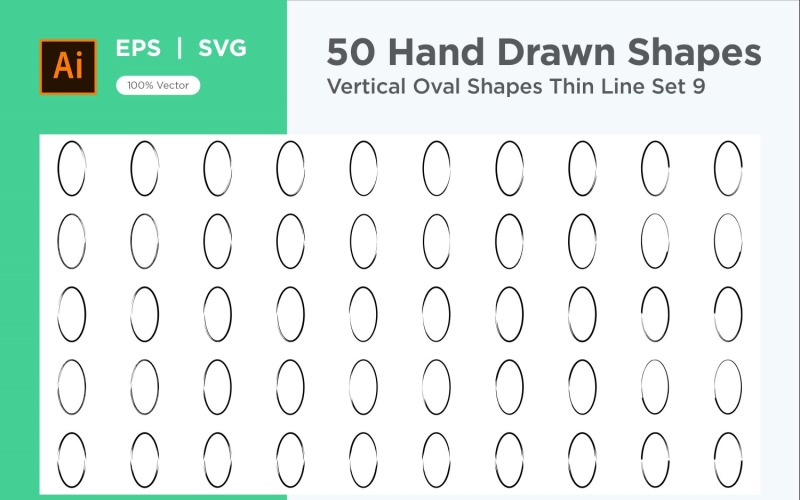 Vertical Oval Shape Thin Line 50_Set V 9 Vector Graphic