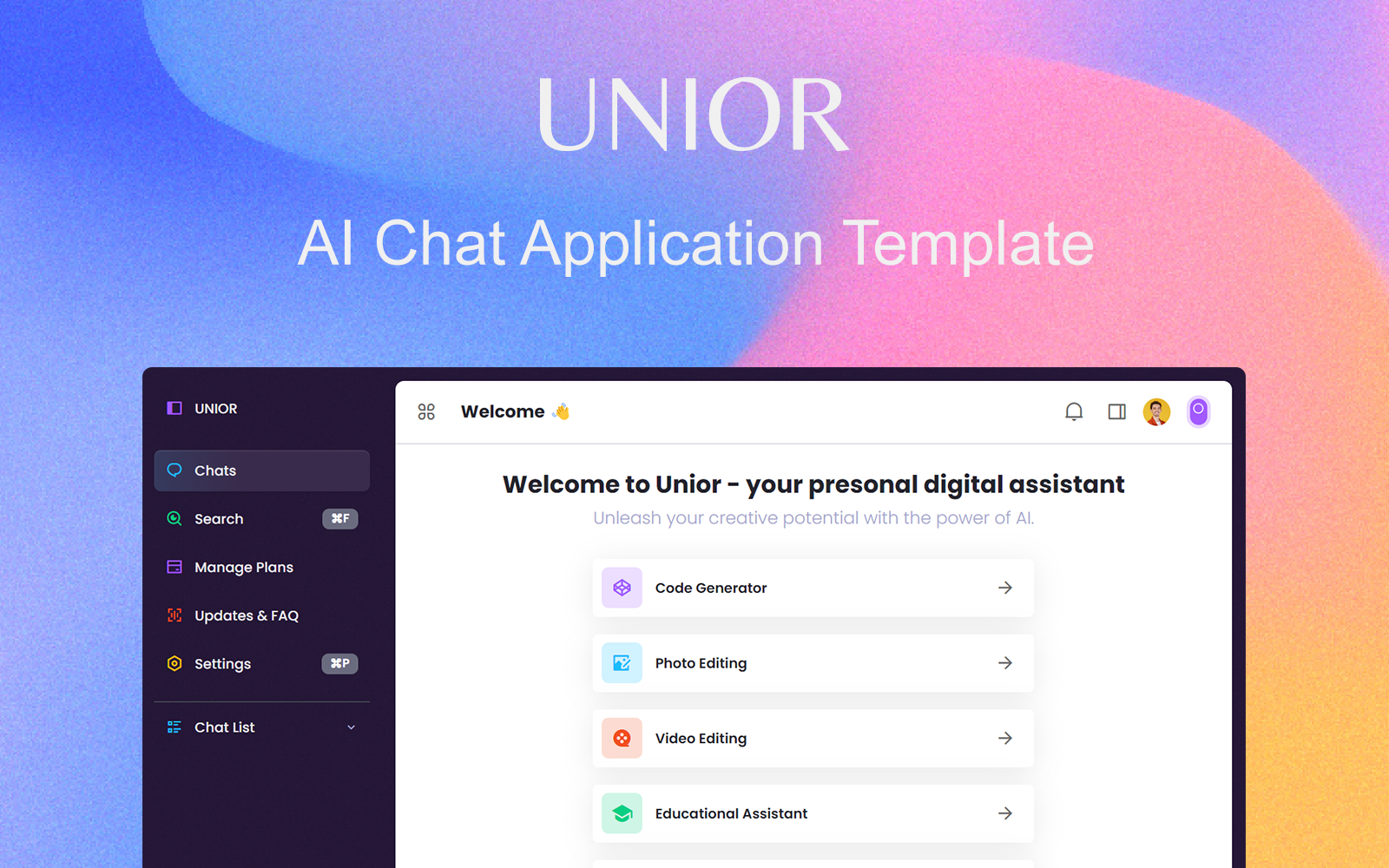 Unior - AI Chat Bootstrap 5 HTML Application Template