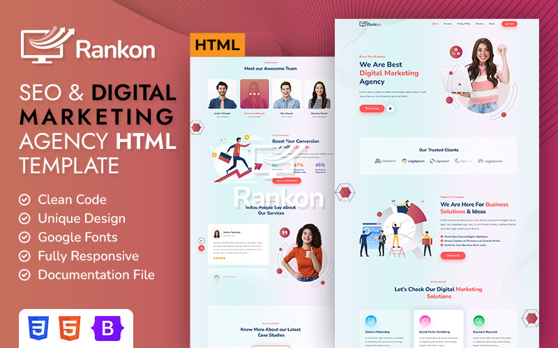 RankOn - SEO Marketing Digital Agency HTML Template Website Template