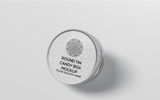 Round Tin Candy Box Mockup