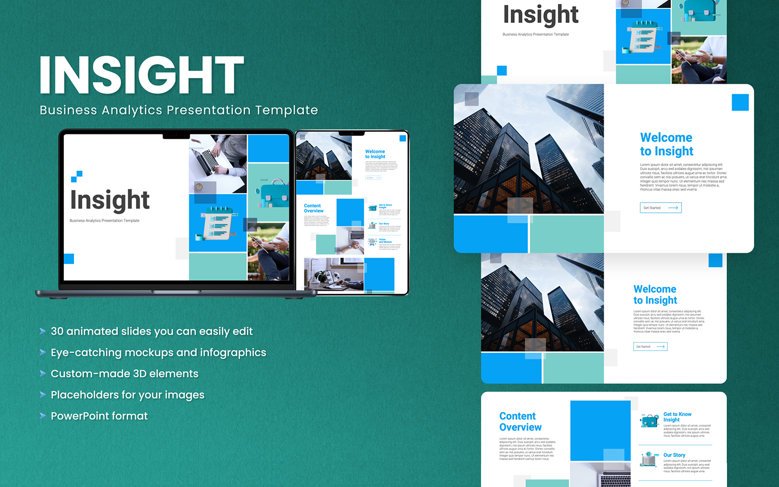 Insight - Animated Business Analytics Presentation PowerPoint Template