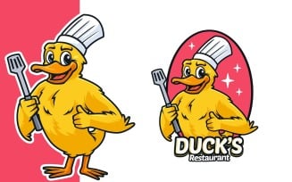 Duck Restaurant Mascot Logo Template