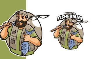 Fisherman Mascot Logo Template
