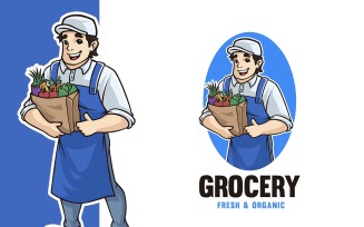 Grocery Store Mascot Logo Template