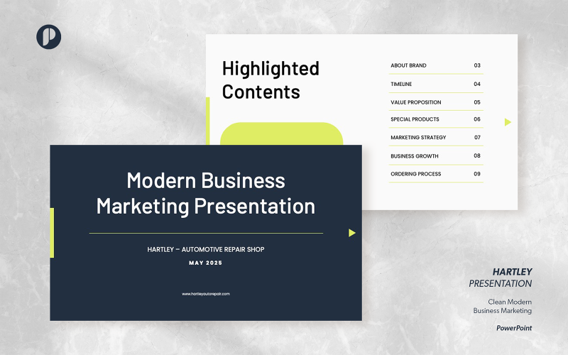 Hartley – Clean Modern Business Marketing Presentation PowerPoint Template