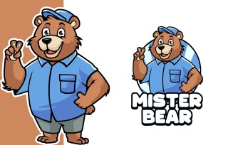 Mister Bear Mascot Logo Template
