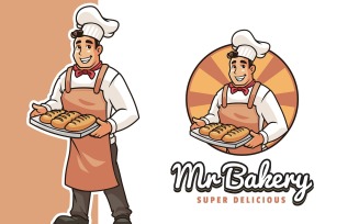 Mr Bakery Mascot Logo Template
