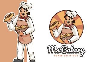 Ms Bakery Mascot Logo Template
