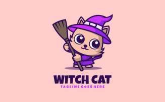 Witch Cat Mascot Cartoon Logo 2