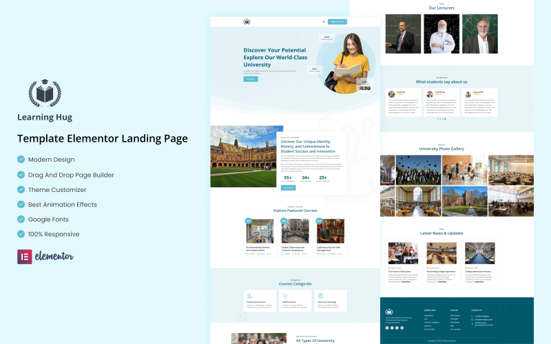 Learning hub - College and University Education Elementor Landing Page Elementor Kit