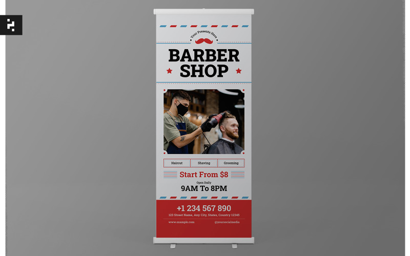Simple Barbershop Roll Up Banner Corporate Identity