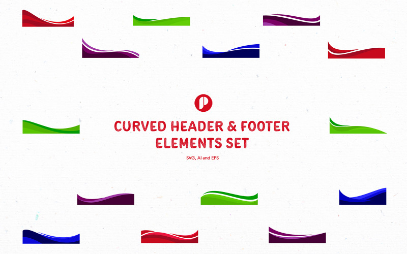 Bold Modern Curved Header & Footer Elements Set Illustration