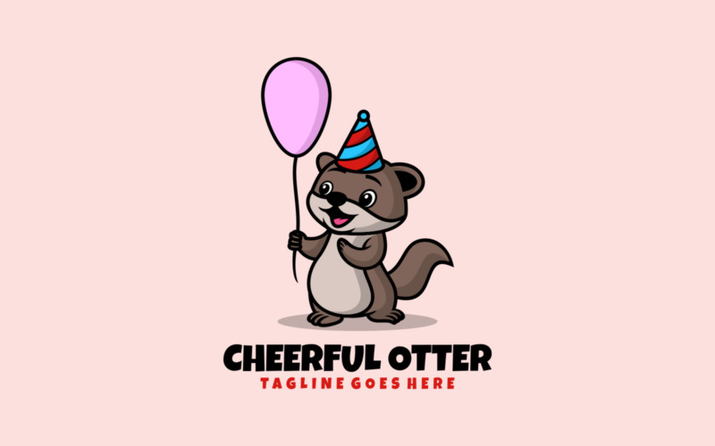 Cheerful Otter Mascot Cartoon Logo Logo Template