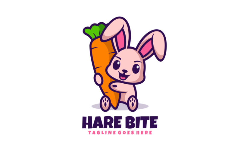 Hare Bite Mascot Cartoon Logo Logo Template