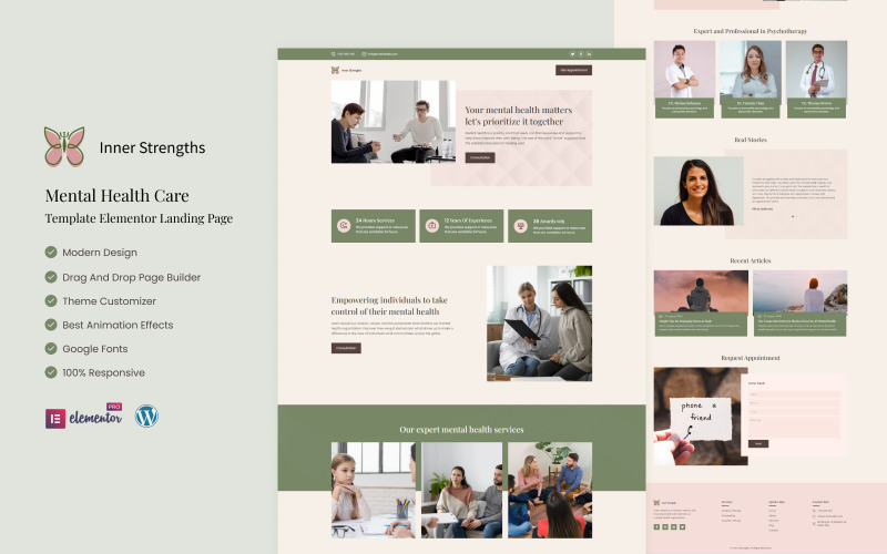 Inner Strength - Mental Health Care Services Elementor Landing Page Elementor Kit
