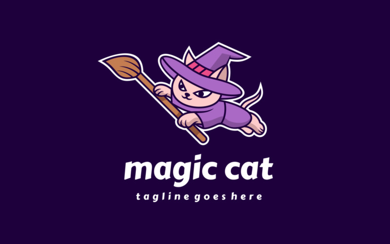 Magic Cat Mascot Cartoon Logo 1 Logo Template