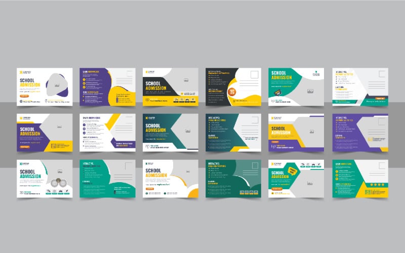 School admission postcard template design layout bundle Corporate Identity