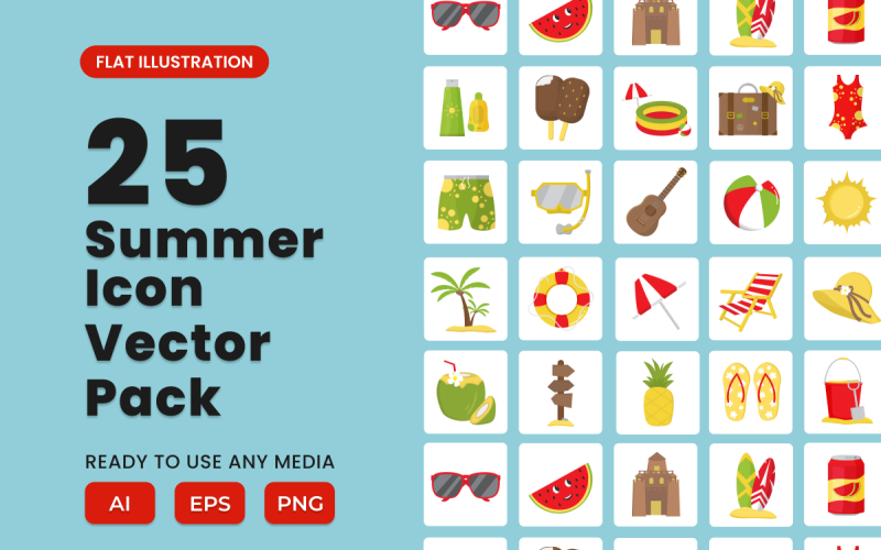 Summer 2D Icon Illustration Set Vol 1 Vector Graphic