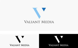 V Letter_ Valiant Media logo Template