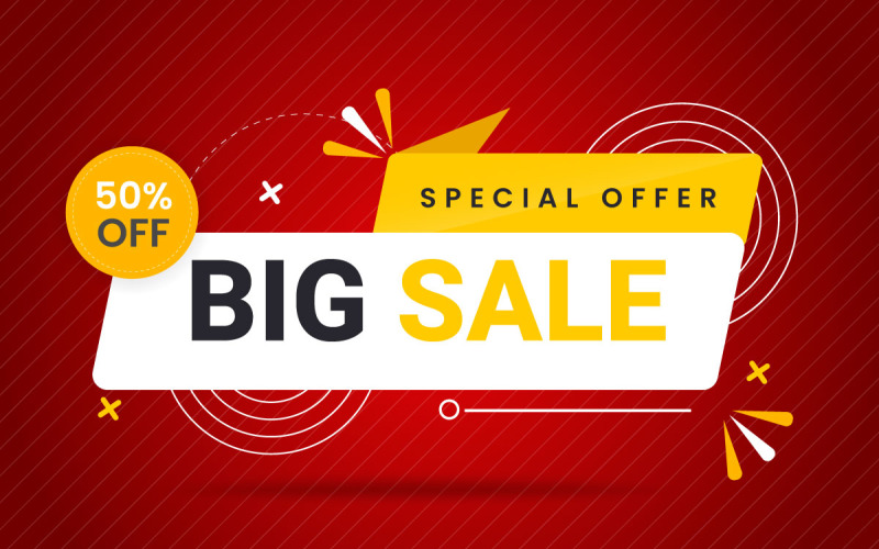 Vector sale banner promotion with the red background and offer banner template Illustration