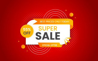 Vector sale banner promotion with the red background and super offer banner template design