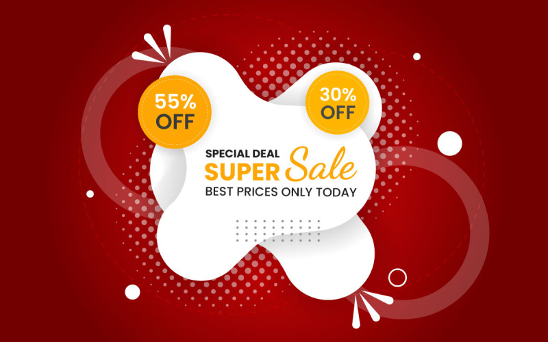 Vector sale banner promotion with the red background and super offer banner template idea Illustration
