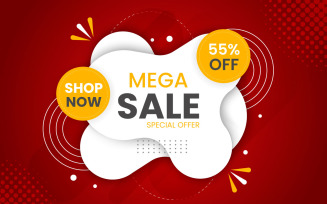 Vector sale banner promotion with the red background and super offer banner template