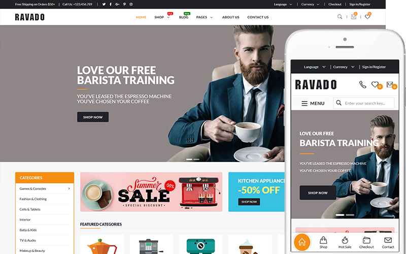 Ravado - Coffee Shop & Drinks Online Store WooCommerce Theme
