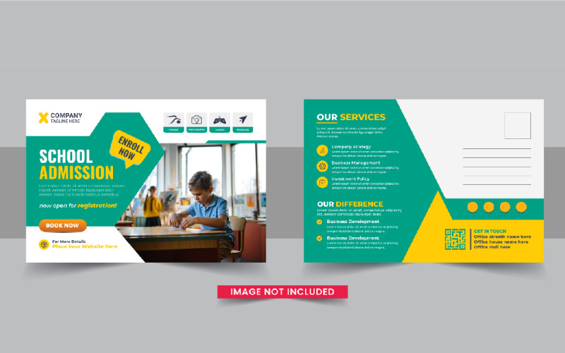Creative School admission postcard template design layout Corporate Identity