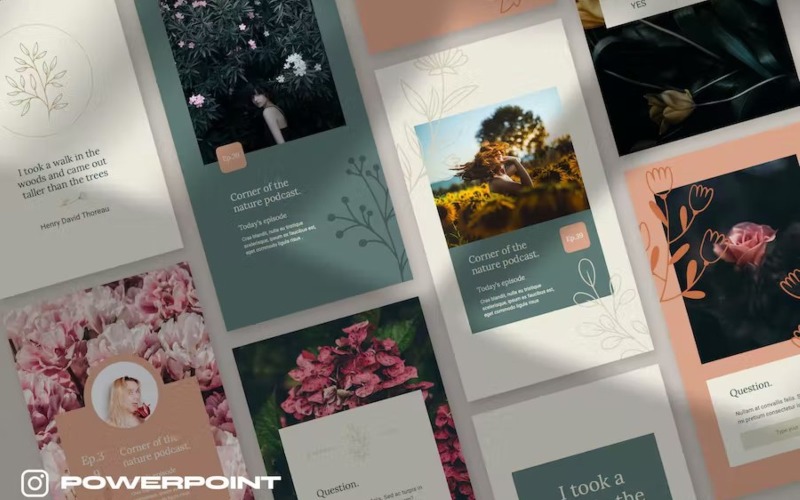 Floral - Instagram Template Powerpoint PowerPoint Template
